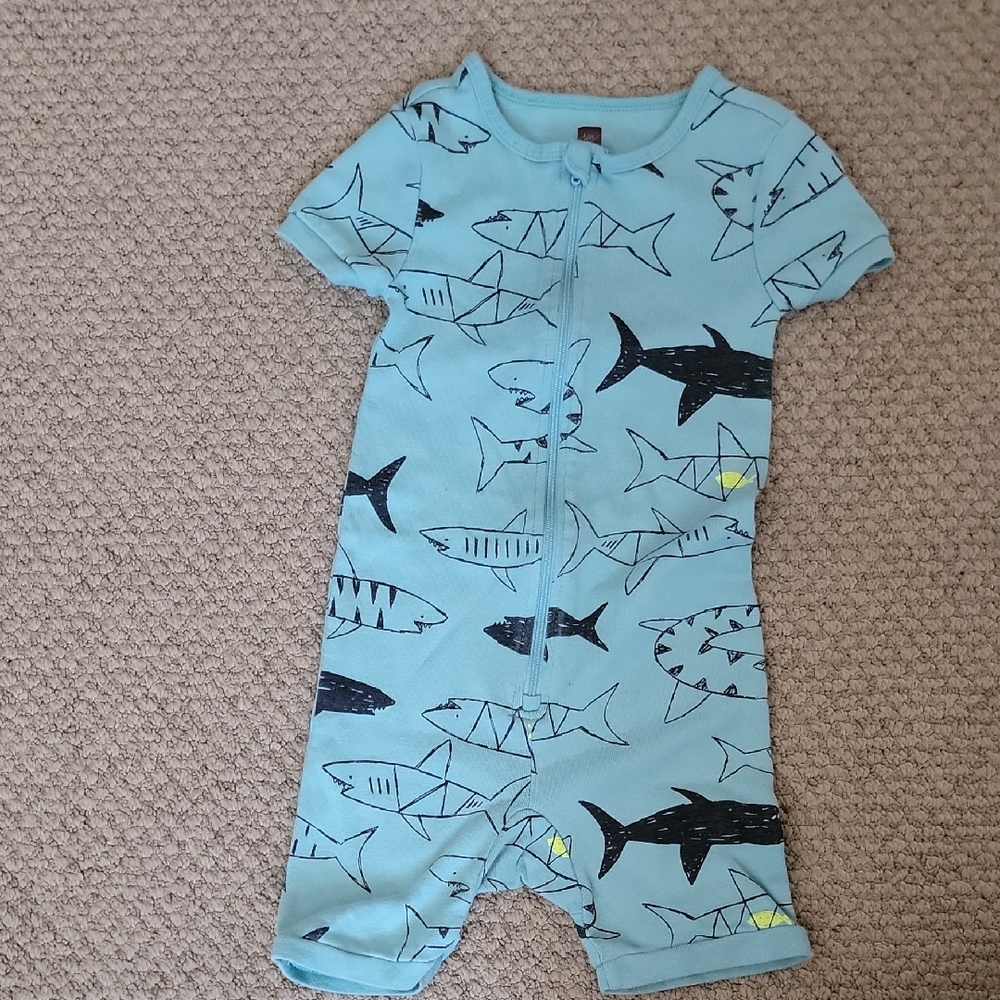 Shark Print Blue Kids One Piece